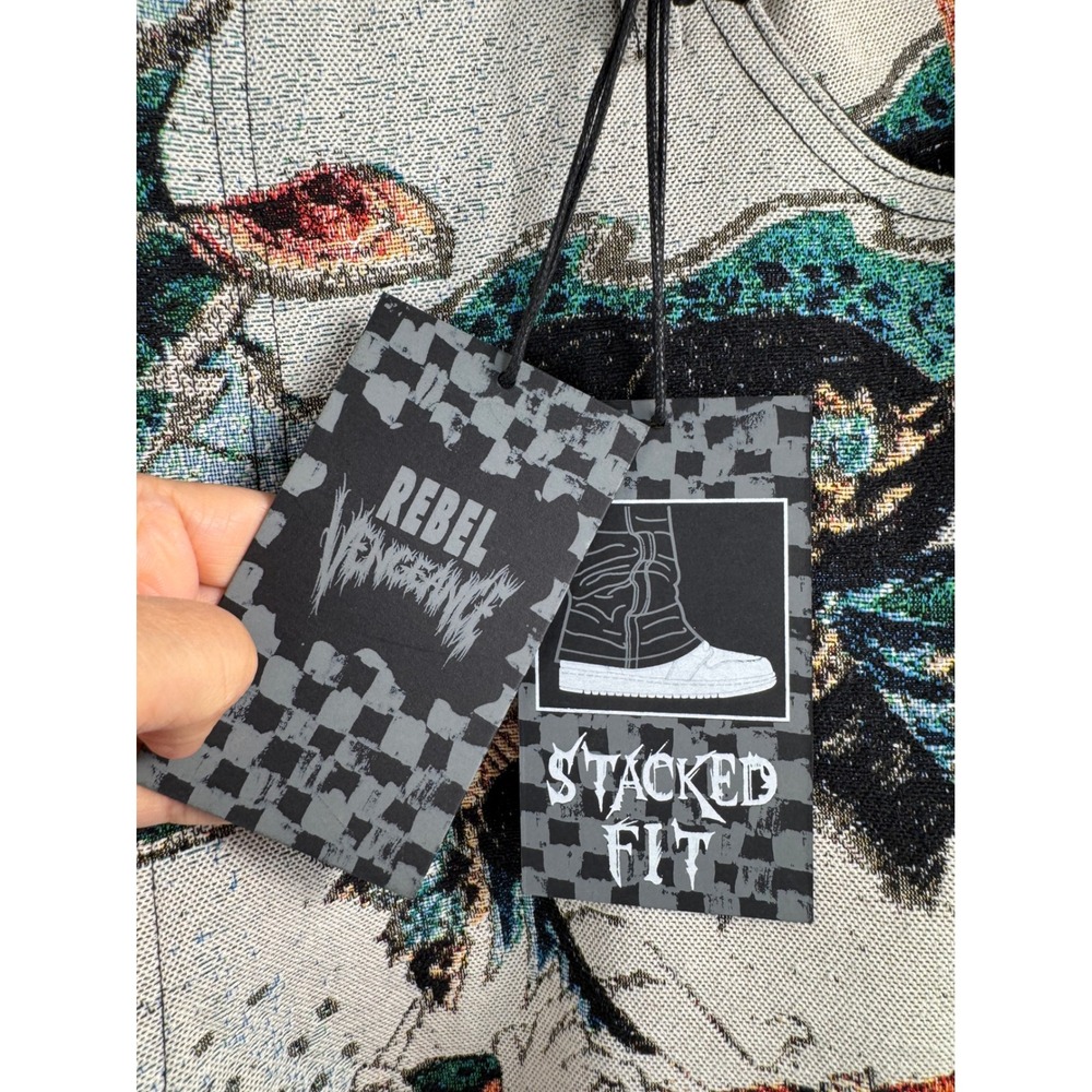 Rebel Vengeance Tapestry Cargo Pants sz 36 Multicolor Stacked Fit goth punk - Picture 2 of 9